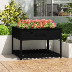 vidaXL Pflanzkübel mit Ablage Schwarz 111,5x111,5x81 cm Kiefernholz
