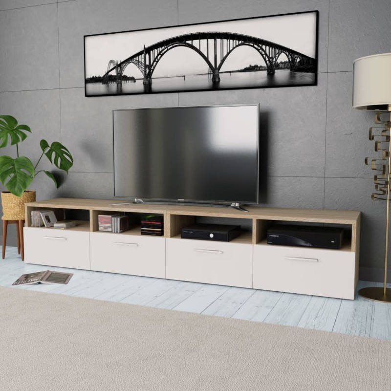 vidaXL 2 Stk. TV-Schränke Holzwerkstoff 95x35x36 cm Eiche und Weiß vidaXL 2 Stk. TV-Schränke Holzwerkstoff 95x35x36 cm Eiche und Weiß