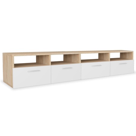 vidaXL 2 Stk. TV-Schränke Holzwerkstoff 95x35x36 cm Eiche und Weiß