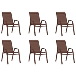 vidaXL Stapelbare Gartenstühle 6 Stk. Braun Textilene