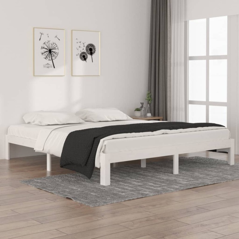 vidaXL Massivholzbett Weiß 180x200 cm vidaXL Massivholzbett Weiß 180x200 cm