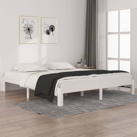 vidaXL Massivholzbett Weiß 180x200 cm