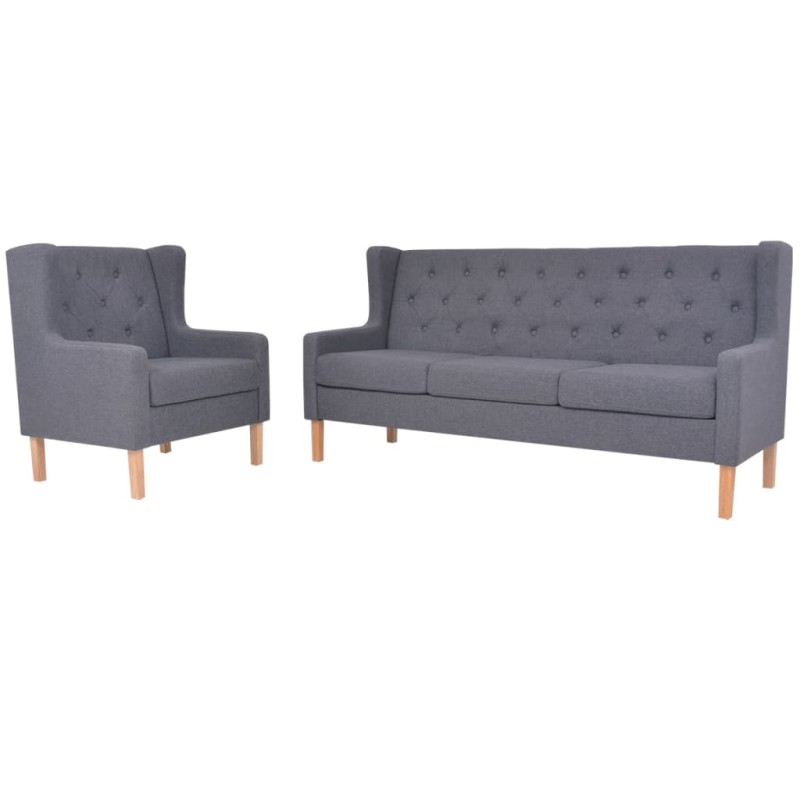 2-tlg. Sofa-Set Stoff Grau 2-tlg. Sofa-Set Stoff Grau