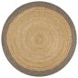 vidaXL Teppich Handgefertigt Jute mit Grauem Rand 90 cm vidaXL Teppich Handgefertigt Jute mit Grauem Rand 90 cm