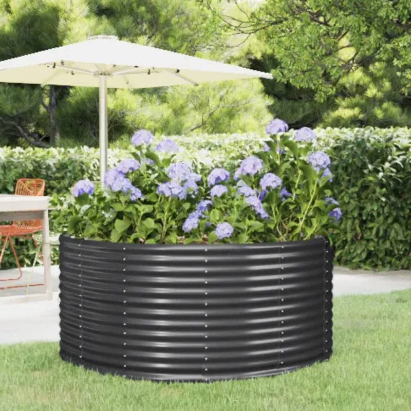 vidaXL Hochbeet Anthrazit 140x140x68 cm Pulverbeschichteter Stahl vidaXL Hochbeet Anthrazit 140x140x68 cm Pulverbeschichteter Stahl