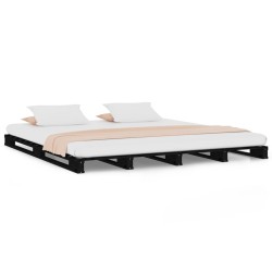 vidaXL Palettenbett Schwarz 150x200 cm Massivholz
