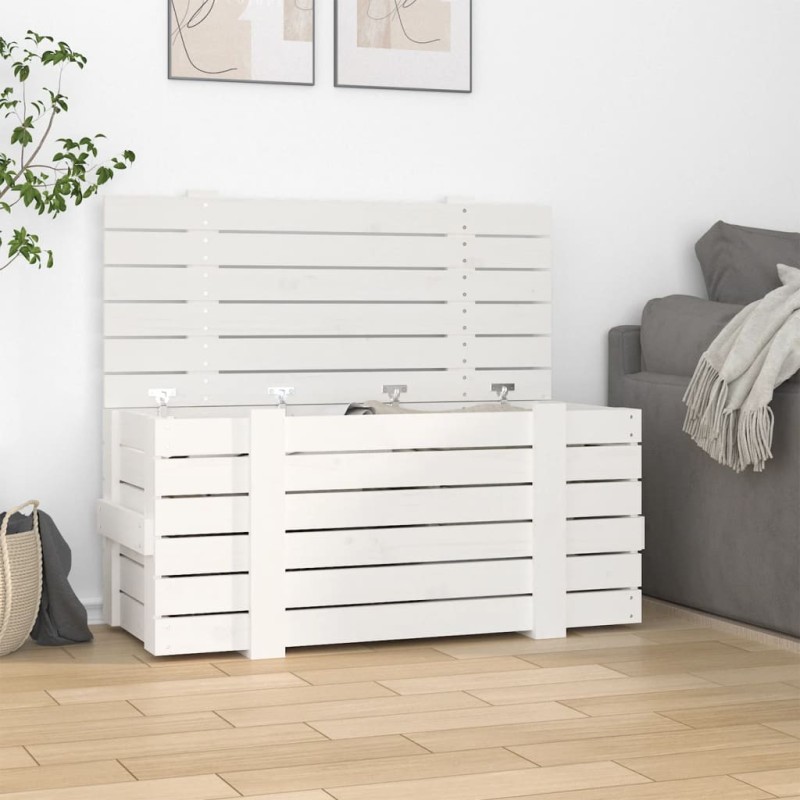 vidaXL Truhe Weiß 91x40,5x42 cm Massivholz Kiefer vidaXL Truhe Weiß 91x40,5x42 cm Massivholz Kiefer