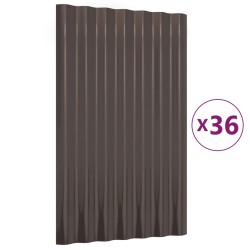vidaXL Dachpaneele 36 Stk. Pulverbeschichteter Stahl Braun 60x36cm