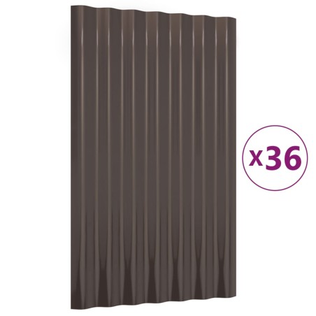 vidaXL Dachpaneele 36 Stk. Pulverbeschichteter Stahl Braun 60x36cm