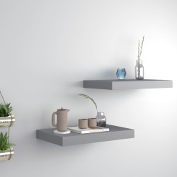 vidaXL Schwebende Wandregale 2 Stk. Grau 40x23x3,8cm MDF 