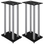 vidaXL Lautsprecher-Ständer 2 Stk. Schwarz & Silbern Hartglas 4 Säulen vidaXL Lautsprecher-Ständer 2 Stk. Schwarz & Silbern Hartglas 4 Säulen