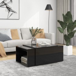 vidaXL 3-tlg. Satztisch-Set Hochglanz-Schwarz 60x60x38 cm Spanplatte