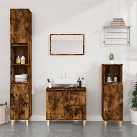 vidaXL Badschrank Räuchereiche 30x30x100 cm Holzwerkstoff