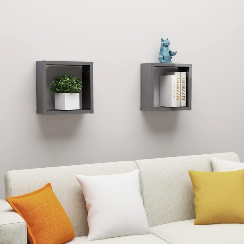 vidaXL Würfelregale 2 Stk. Hochglanz-Grau 30x15x30 cm vidaXL Würfelregale 2 Stk. Hochglanz-Grau 30x15x30 cm