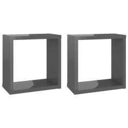 vidaXL Würfelregale 2 Stk. Hochglanz-Grau 30x15x30 cm