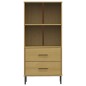 vidaXL Bücherregal OSLO 2 Schubladen Braun 60x35x128,5 cm Massivholz vidaXL Bücherregal OSLO 2 Schubladen Braun 60x35x128,5 cm Massivholz