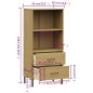 vidaXL Bücherregal OSLO 2 Schubladen Braun 60x35x128,5 cm Massivholz vidaXL Bücherregal OSLO 2 Schubladen Braun 60x35x128,5 cm Massivholz