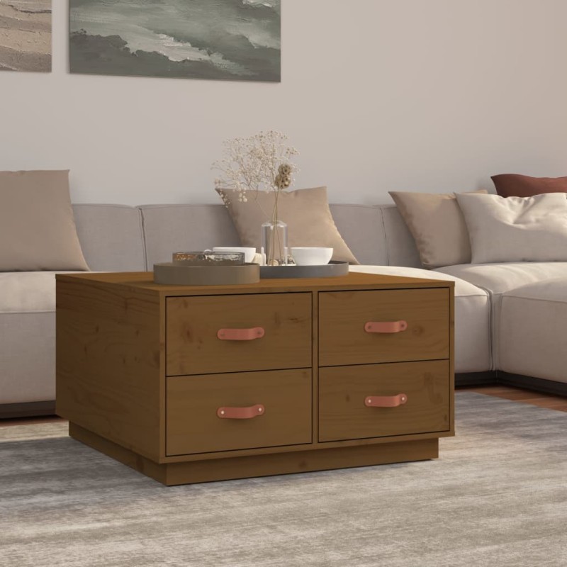 vidaXL Couchtisch Honigbraun 80x80x45 cm Massivholz Kiefer vidaXL Couchtisch Honigbraun 80x80x45 cm Massivholz Kiefer