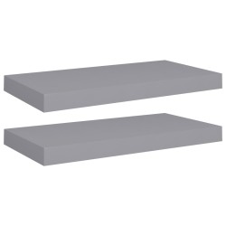 vidaXL Schweberegale 2 Stk. Grau 50x23x3,8 cm MDF