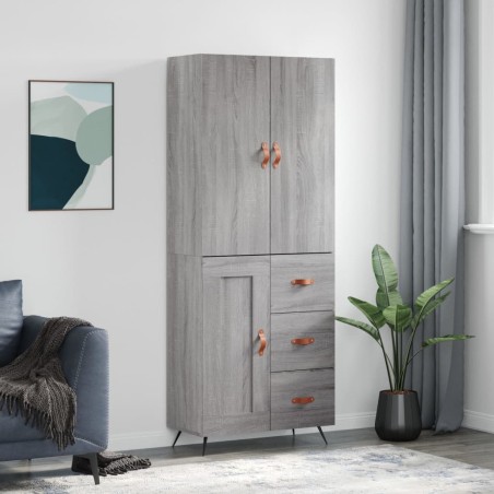 Highboard Grau Sonoma 69,5x34x180 cm Holzwerkstoff