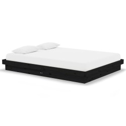 vidaXL Massivholzbett Schwarz 140x190 cm
