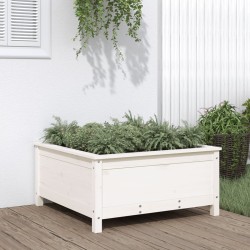 vidaXL Pflanzkübel Weiß 82,5x82,5x39 cm Massivholz Kiefer