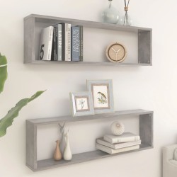 vidaXL Würfelregale 2 Stk. Betongrau 100x15x30 cm Holzwerkstoff