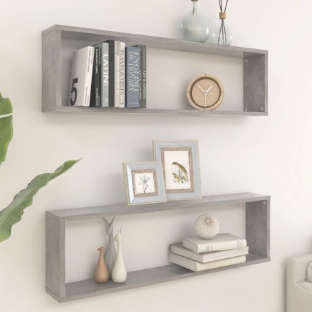 vidaXL Würfelregale 2 Stk. Betongrau 100x15x30 cm Holzwerkstoff