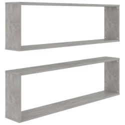 vidaXL Würfelregale 2 Stk. Betongrau 100x15x30 cm Holzwerkstoff