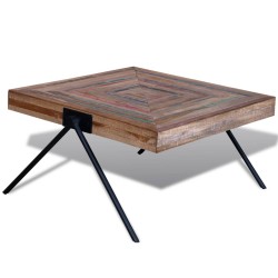 vidaXL Couchtisch mit V-förmigen Beinen Altholz Teak 