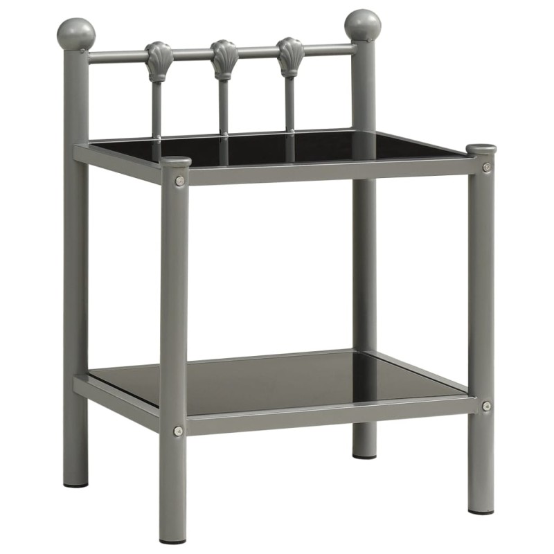 vidaXL Nachttisch Grau und Schwarz 45x34,5x60,5 cm Metall und Glas vidaXL Nachttisch Grau und Schwarz 45x34,5x60,5 cm Metall und Glas