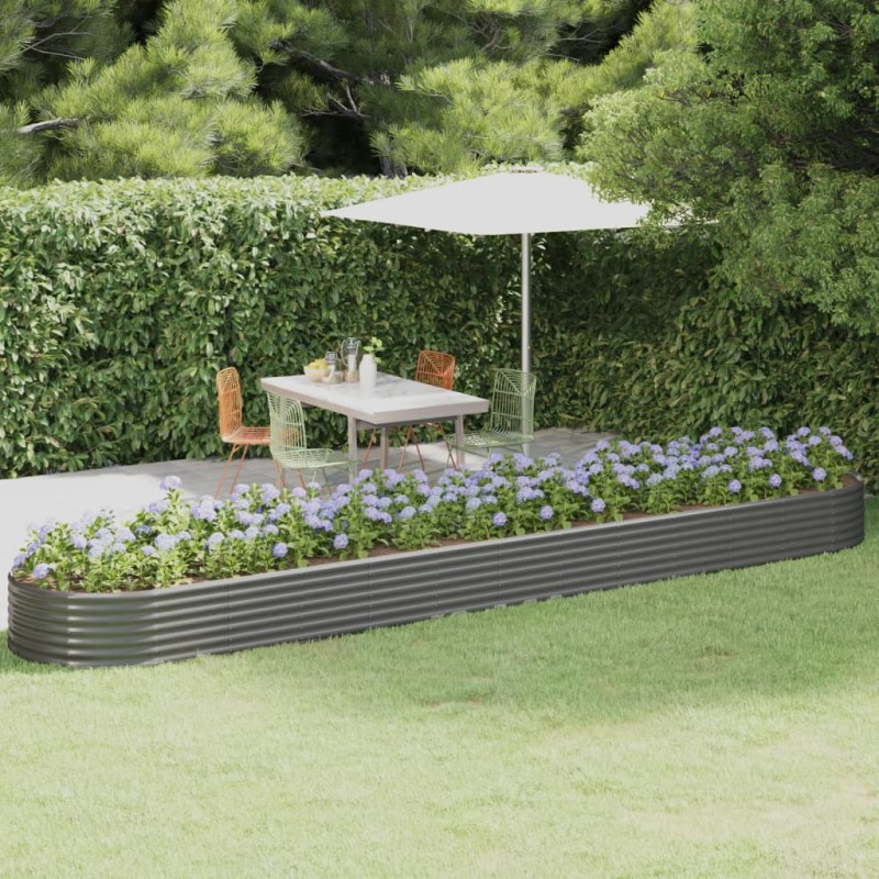 vidaXL Hochbeet Pulverbeschichteter Stahl 507x100x36 cm Grau vidaXL Hochbeet Pulverbeschichteter Stahl 507x100x36 cm Grau