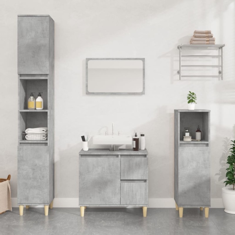 vidaXL Badschrank Betongrau 65x33x60 cm Holzwerkstoff vidaXL Badschrank Betongrau 65x33x60 cm Holzwerkstoff