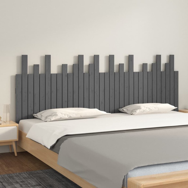 vidaXL Wand-Kopfteil Grau 204x3x80 cm Massivholz Kiefer vidaXL Wand-Kopfteil Grau 204x3x80 cm Massivholz Kiefer
