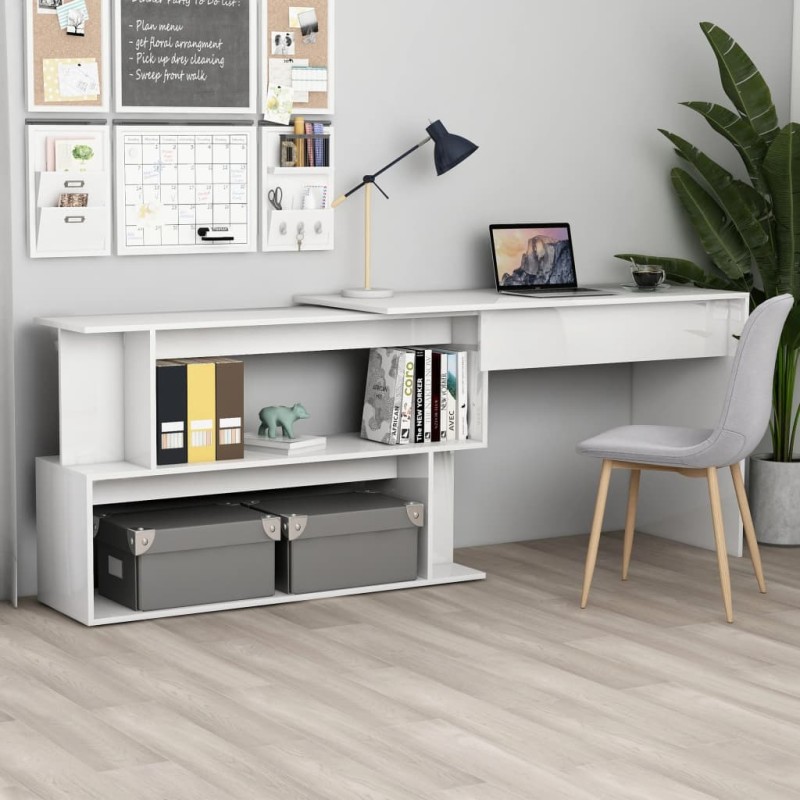 vidaXL Eckschreibtisch Hochglanz-Weiß 200x50x76 cm Holzwerkstoff vidaXL Eckschreibtisch Hochglanz-Weiß 200x50x76 cm Holzwerkstoff