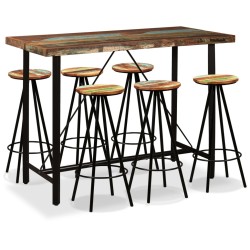 vidaXL 7-tlg. Bar-Set Altholz Massiv