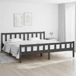 vidaXL Massivholzbett Grau 180x200 cm