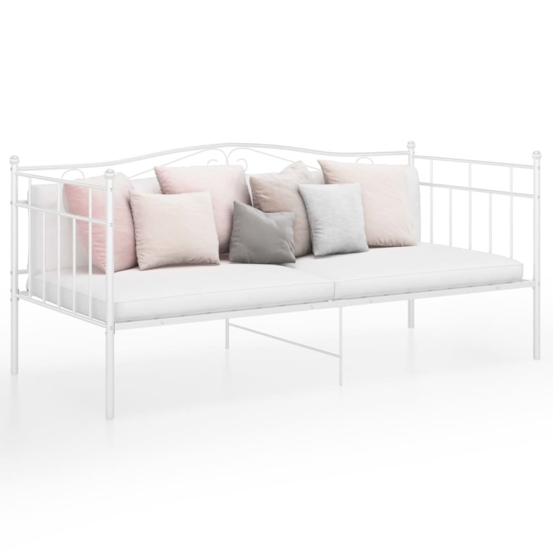 vidaXL Schlafsofa Bettgestell Weiß Metall 90x200 cm vidaXL Schlafsofa Bettgestell Weiß Metall 90x200 cm