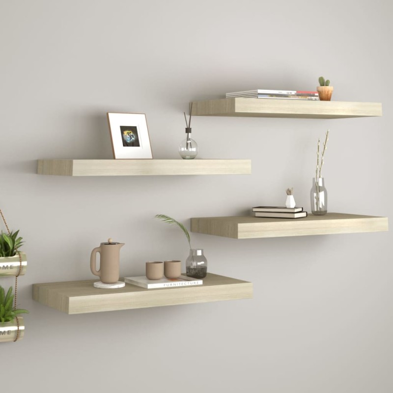 vidaXL Schwebende Wandregale 4 Stk. Eichefarben 60x23,5x3,8cm MDF vidaXL Schwebende Wandregale 4 Stk. Eichefarben 60x23,5x3,8cm MDF
