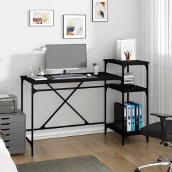 vidaXL Schreibtisch mit Regal Schwarz 135x50x90 cm Holzwerkstoff Eisen