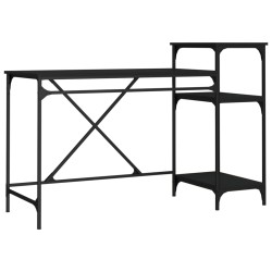 vidaXL Schreibtisch mit Regal Schwarz 135x50x90 cm Holzwerkstoff Eisen