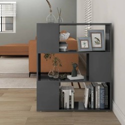 vidaXL Bücherregal Raumteiler Hochglanz-Grau 80x24x94 cm Holzwerkstoff