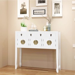 vidaXL Sideboard im chinesischen Stil Massivholz Weiß