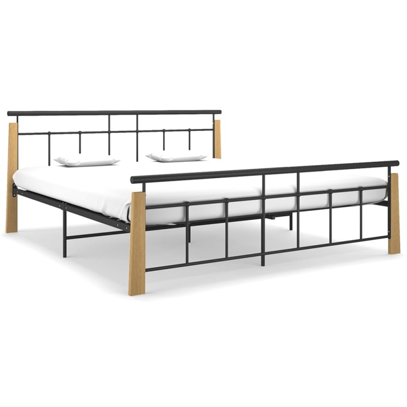 vidaXL Bettgestell Metall und Massivholz Eiche 180x200 cm vidaXL Bettgestell Metall und Massivholz Eiche 180x200 cm