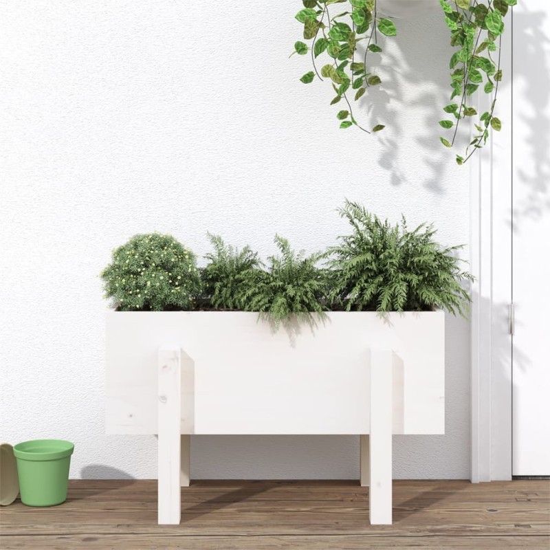vidaXL Pflanzkübel Weiß 62x30x38 cm Massivholz Kiefer vidaXL Pflanzkübel Weiß 62x30x38 cm Massivholz Kiefer