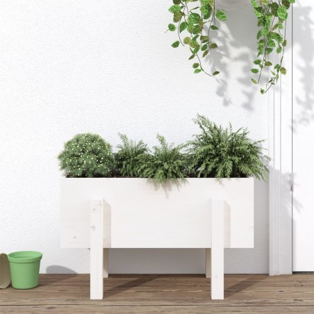 vidaXL Pflanzkübel Weiß 62x30x38 cm Massivholz Kiefer