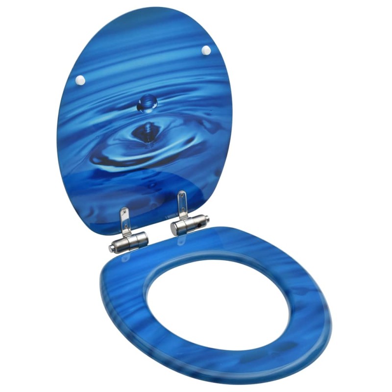 vidaXL Toilettensitz Soft-Close-Deckel MDF Blau Wassertropfen-Design vidaXL Toilettensitz Soft-Close-Deckel MDF Blau Wassertropfen-Design