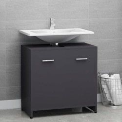 vidaXL Badezimmerschrank Grau 60x33x61 cm Holzwerkstoff