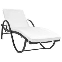 vidaXL Sonnenliegen 2 Stk. mit Tisch Poly Rattan Schwarz