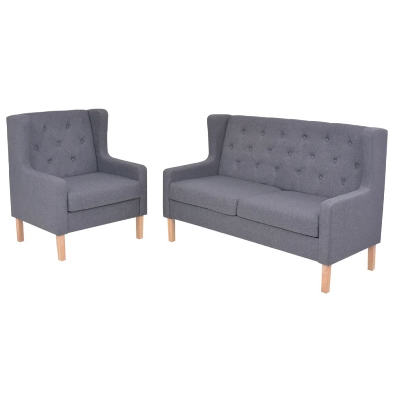 2-tlg. Sofa-Set Stoff Grau 2-tlg. Sofa-Set Stoff Grau